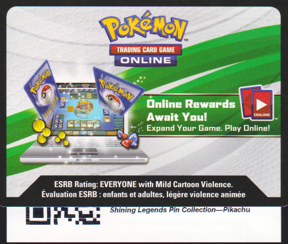 Shining Legends: Unused Pikachu Pin TCGO Online Code Card