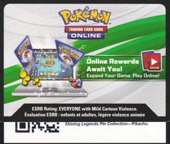 Shining Legends: Unused Pikachu Pin TCGO Online Code Card