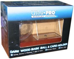 Dark Wood Base Ball & Card Holder