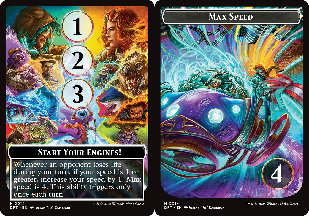 4x Helper Token (14) Start Your Engines! // Max Speed MTG Aetherdrift NM  Magic R