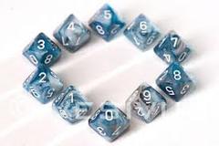 Sets Lustrous Slate W/ White Ten Sided Die d10 Set (10)