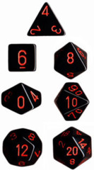 Polyhedral 7-Die Set: Opaque: Black/Red