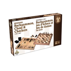 BACKGAMMON CHESS & CHECKERS WOOD BILINGUE