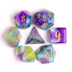 DICE 7 PURPLE GREEN WHITE