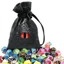 LEATHER DICE BAG DEMON EYE RED/BLUE
