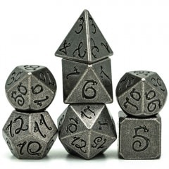 DICE 7 METAL SILVER DRAGON FONT