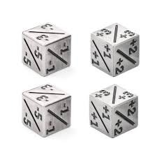 DICE 2D6 METAL COUNTER SILVER PLUS MINUS