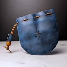 LEATHER DICE BAG PYTHON PATTERN BLUE