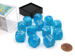 16mm d6 Dice Block Glow in the Dark Luminary Sky/Silver CHX 27766