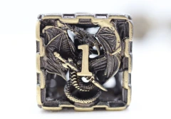 Foam Brain: Metal Bronze Chained Dragon Hollow RPG Dice Set
