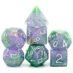 Foam Brain: Purple & Green Seabed Treasure RPG Dice Set