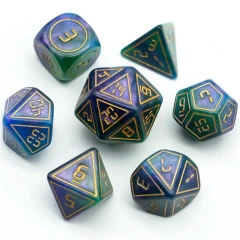 Cybernated Purple & Green RPG Dice Set
