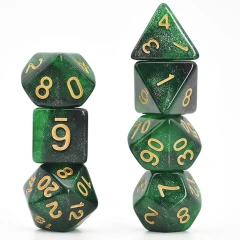 Foam Brain: Black & Green Galaxy RPG Dice Set