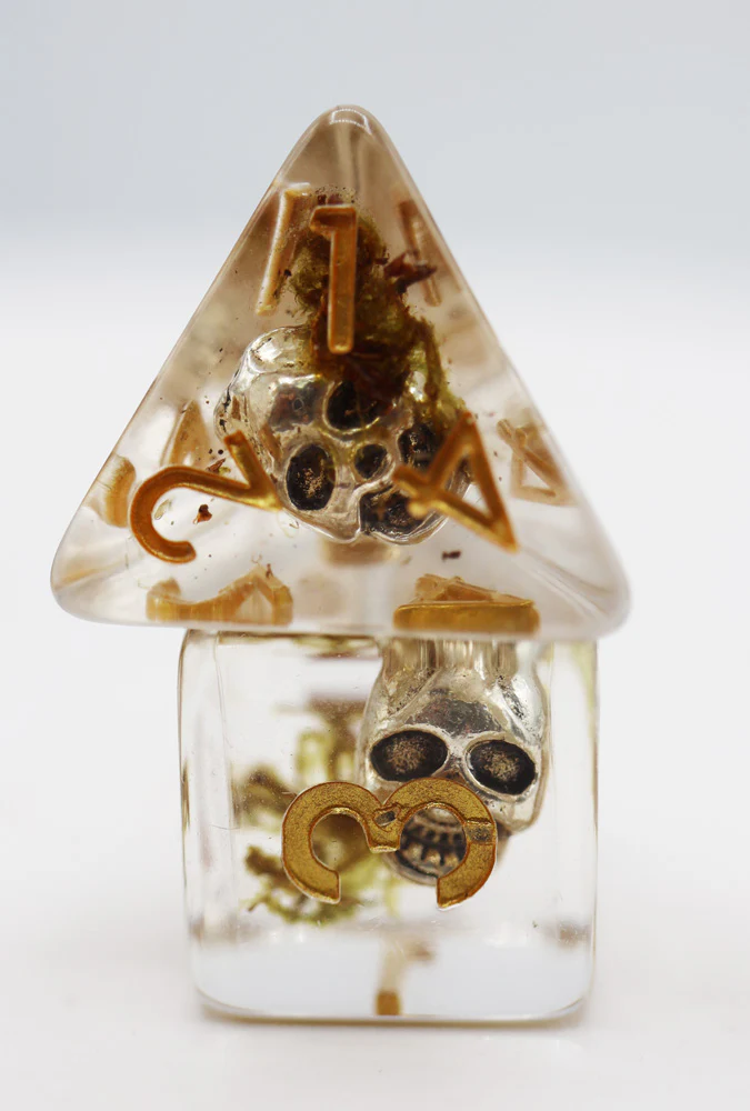 Silver Pirate Skull RPG Dice Set
