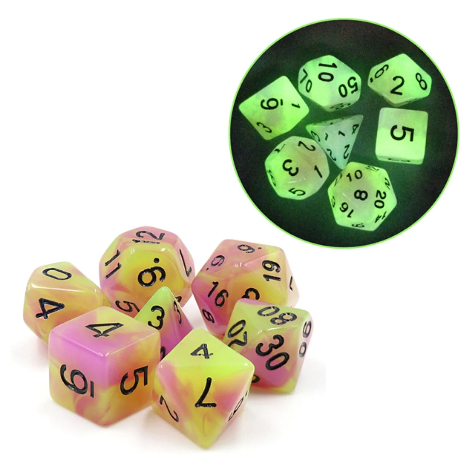 Glow in the Dark: Dark Tulip RPG Dice Set