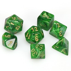 Polyhedral 7-Die Set: Vortex: Green/Gold