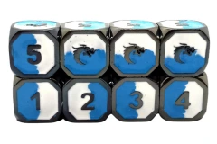 Old School DnD RPG Metal Dice D6 Set: Dragon Forged - Blue & White w/ Black Nickel