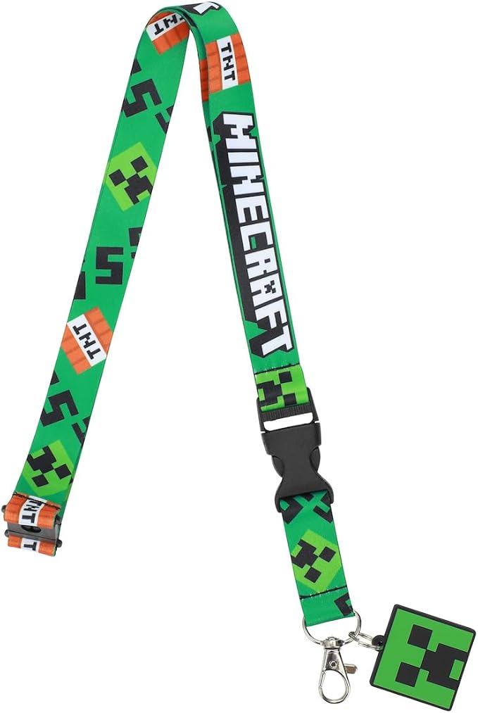 Minecraft Lanyard With Rubber Creeper Face Charm