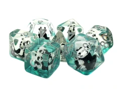 Old School 7 Piece DnD RPG Dice Set: Animal Kingdom - Panda Party - New