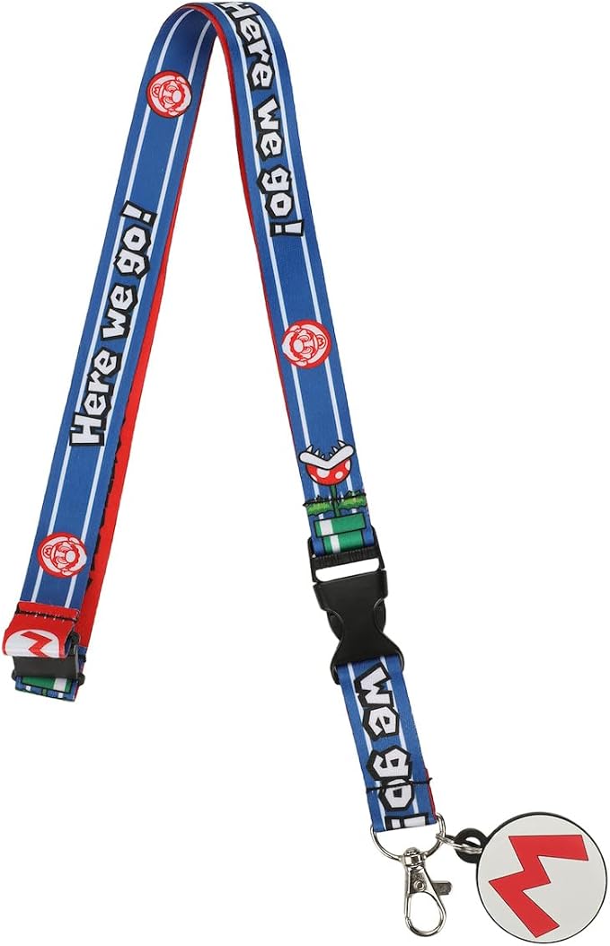 Officially Licensed Mario Lanyard with PVC Rubber Charm