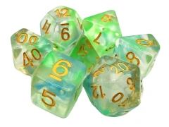 Old School 7 Piece DnD RPG Dice Set: Nebula - Blue & Green