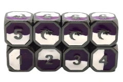 Old School DnD RPG Metal Dice D6 Set: Dragon Forged - Purple & White w/ Black Nickel