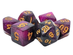 Old School 7 Piece DnD RPG Dice Set: Galaxy - Purple & Black