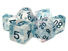 Old School 7 Piece DnD RPG Dice Set: Luminous - Blue Winter
