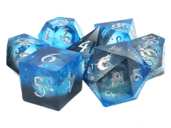 Old School Dice: Sharp Edged 7-Piece Dice Set - Liquid Infused - Midnight Fury