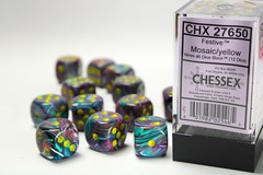 Festive Mosaic/yellow 16mm d6 Dice Block (12 dice)