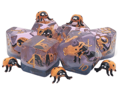 Old School 7 Piece DnD RPG Dice Set: Animal Kingdom - Ladybug - Yellow