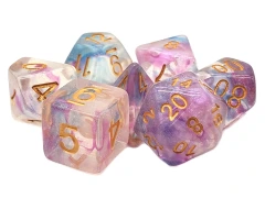 Old School 7 Piece DnD RPG Dice Set: Luminous - Violent Storm