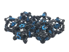 Old School Dice: Hollow Metal 7-Piece Set - Skull - Black Nickel w/ Blue