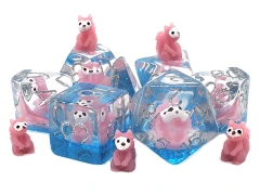 Old School 7 Piece DnD RPG Dice Set: Animal Kingdom - Squirrel Pink