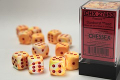 Festive Sunburst w/red 16mm d6 w/pips Dice Block (12 dice