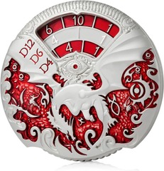 Metal Dragon Dice Spinner (D4,D6,D8,D12,D10,D20) Silver/Red