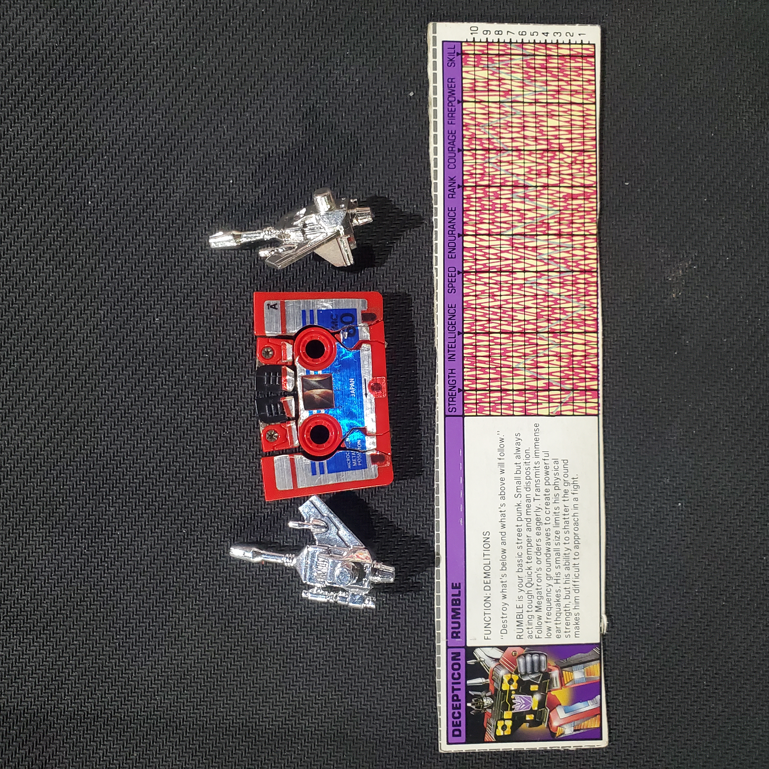 1984 G1 Rumble - Loose with Stats Card