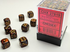 Scarab Blue Blood/gold 12mm d6 Dice Block (36 dice)
