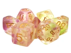 Old School 7 Piece DnD RPG Dice Set: Luminous - Rose Garden