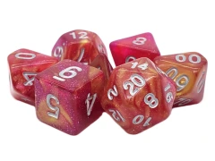 Old School 7 Piece DnD RPG Dice Set: Galaxy - Fire in the Sky
