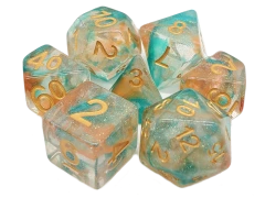 Old School 7 Piece DnD RPG Dice Set: Luminous - Koi Pond