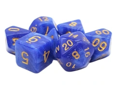 Old School 7 Piece DnD RPG Dice Set: Galaxy - Blue & White