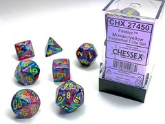 Festive Mosaic/yellow Polyhedral 7-Dice Set