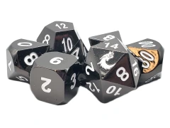 Old School 7 Piece DnD RPG Metal Dice Set: Halfling Forged - Electric Black