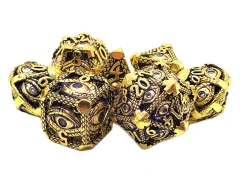 Old School Dice: Hollow Metal 7-Piece Set - All Seeing Eye - Gold w/ Purple
