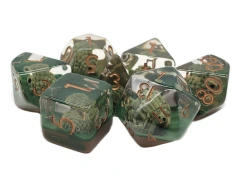 Old School 7 Piece DnD RPG Dice Set: Animal Kingdom - Hedgehogs - Brown