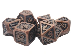 Old School 7 Piece DnD RPG Metal Dice Set: Dragon Scale - Ancient Bronze