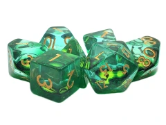Old School 7 Piece DnD RPG Dice Set: Infused - Dragon Eye - Green - New