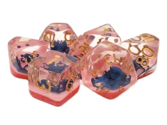 Old School 7 Piece DnD RPG Dice Set: Animal Kingdom - Octopus - Blue w/ Red