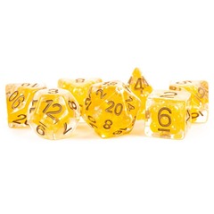 16mm Resin Poly Dice Set: Pearl Citrine with Copper (7)